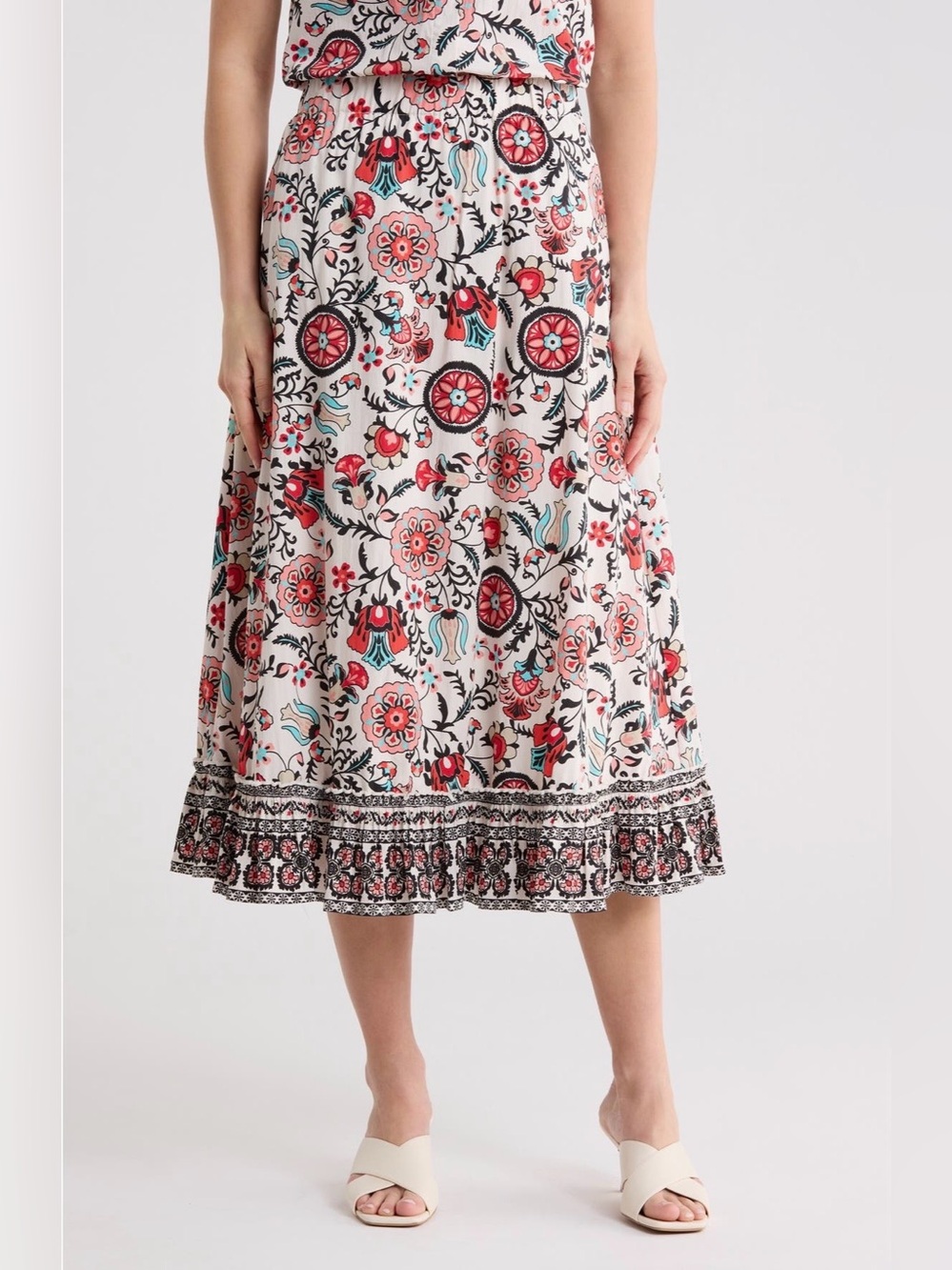 NWT T Tahari Floral Tiered Pull-On Skirt Size Small